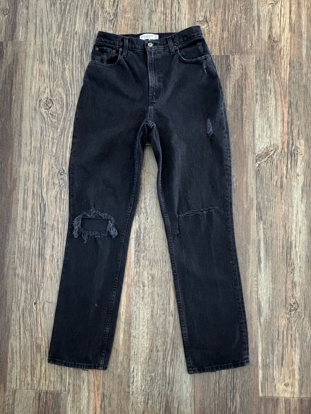 Abercrombie & Fitch 90’s Straight Ultra High Rise Curve Love Black Jeans 27/4R - Picture 1 of 14